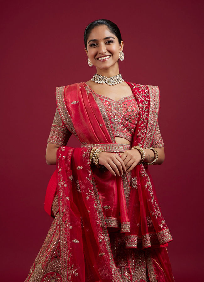 Mohey Women Gajree Pink Fantasy Lehenga