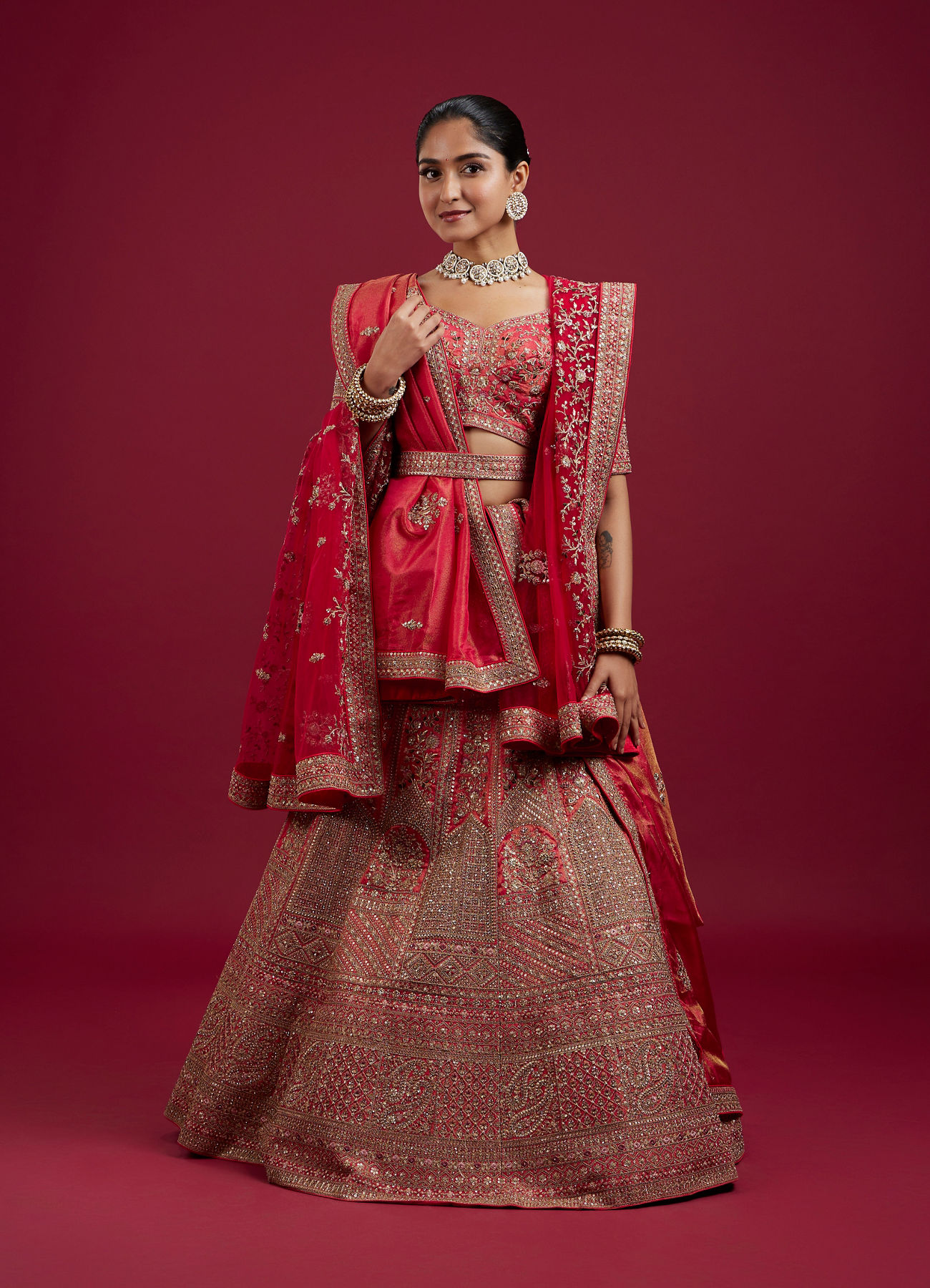 Mohey Women Gajree Pink Fantasy Lehenga