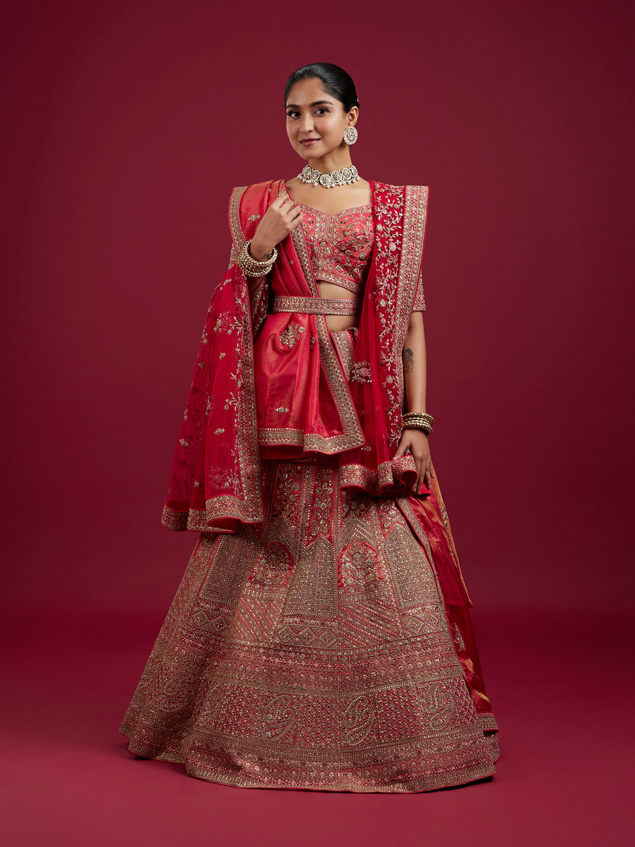 Mohey Women Gajree Pink Fantasy Lehenga