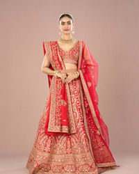Mohey Women Red Radiance Lehenga Ensemble