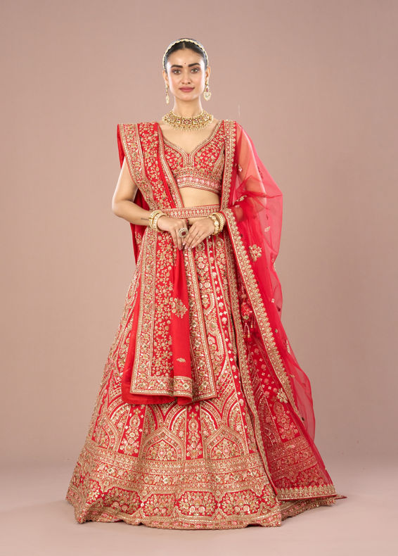 Mohey Women Red Radiance Lehenga Ensemble