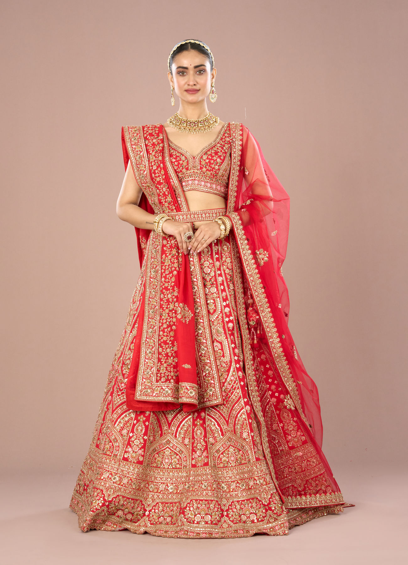 Mohey Women Red Radiance Lehenga Ensemble