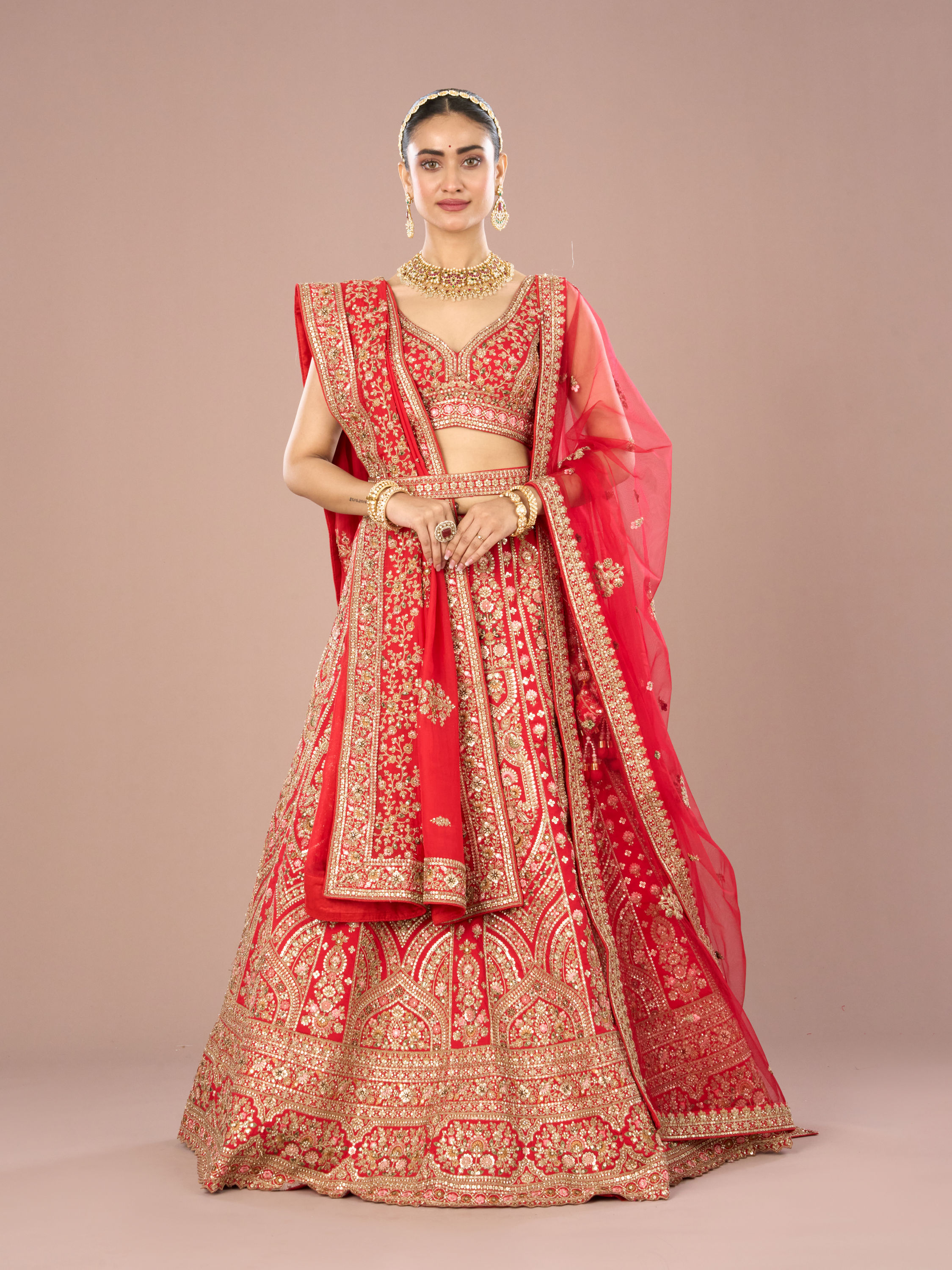 Mohey Women Red Radiance Lehenga Ensemble
