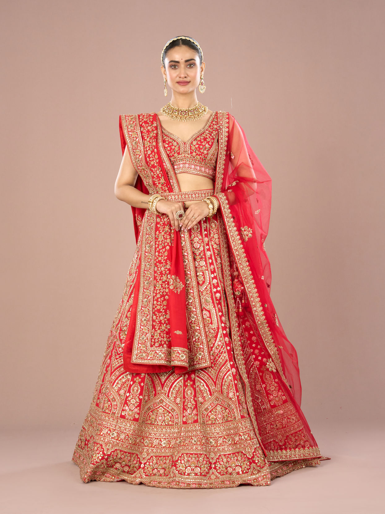Mohey Women Red Radiance Lehenga Ensemble