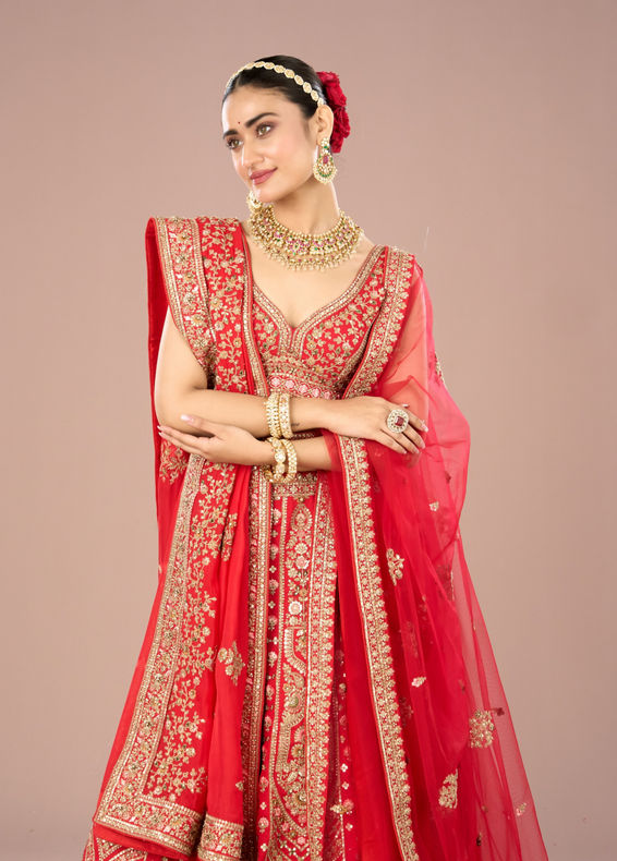 Mohey Women Red Radiance Lehenga Ensemble