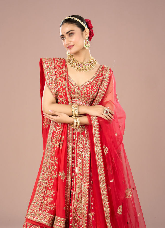 Mohey Women Red Radiance Lehenga Ensemble