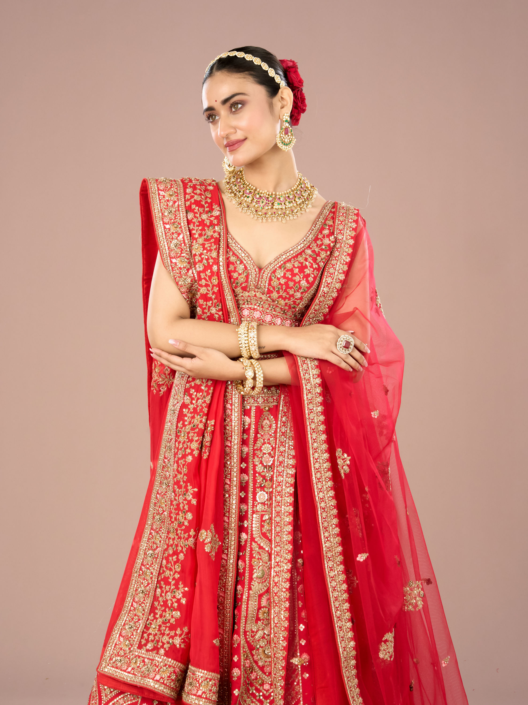 Mohey Women Red Radiance Lehenga Ensemble