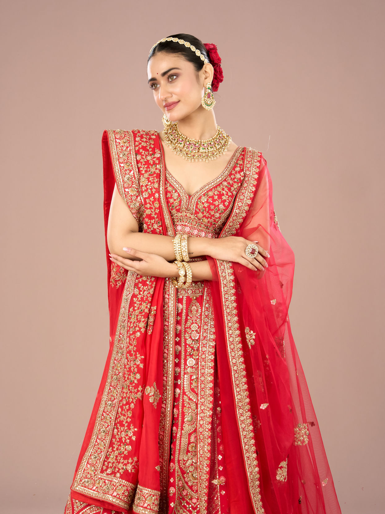 Mohey Women Red Radiance Lehenga Ensemble