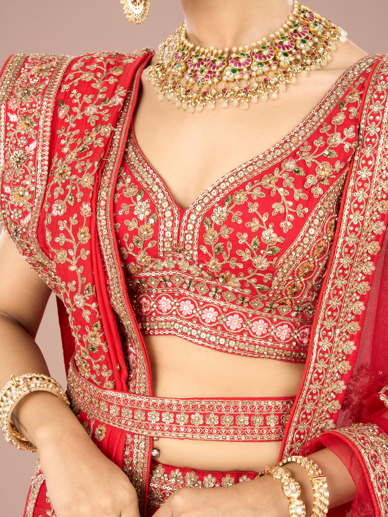 Mohey Women Red Radiance Lehenga Ensemble