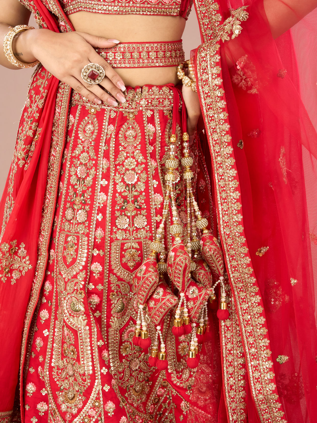 Mohey Women Red Radiance Lehenga Ensemble