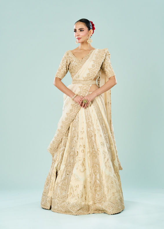 Mohey Women Ethereal Cream Bridal Lehenga