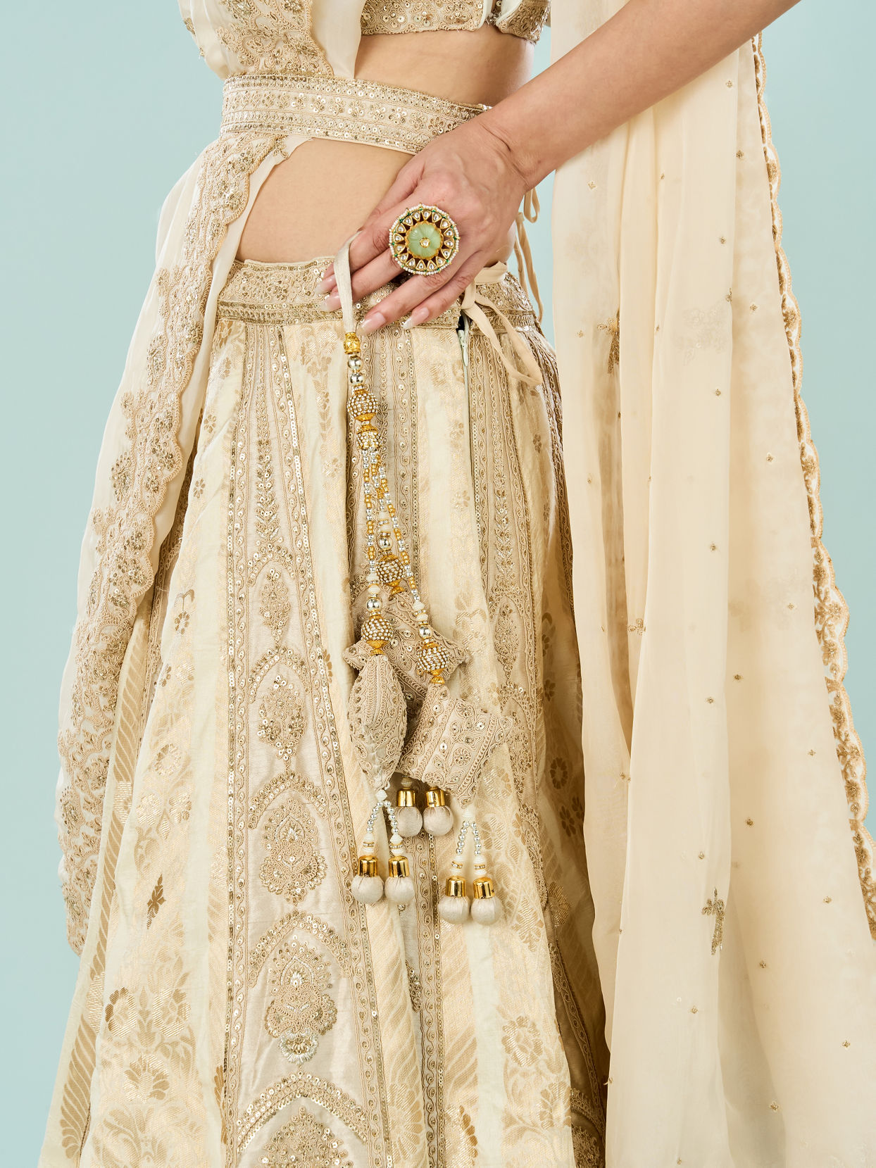 Mohey Women Ethereal Cream Bridal Lehenga