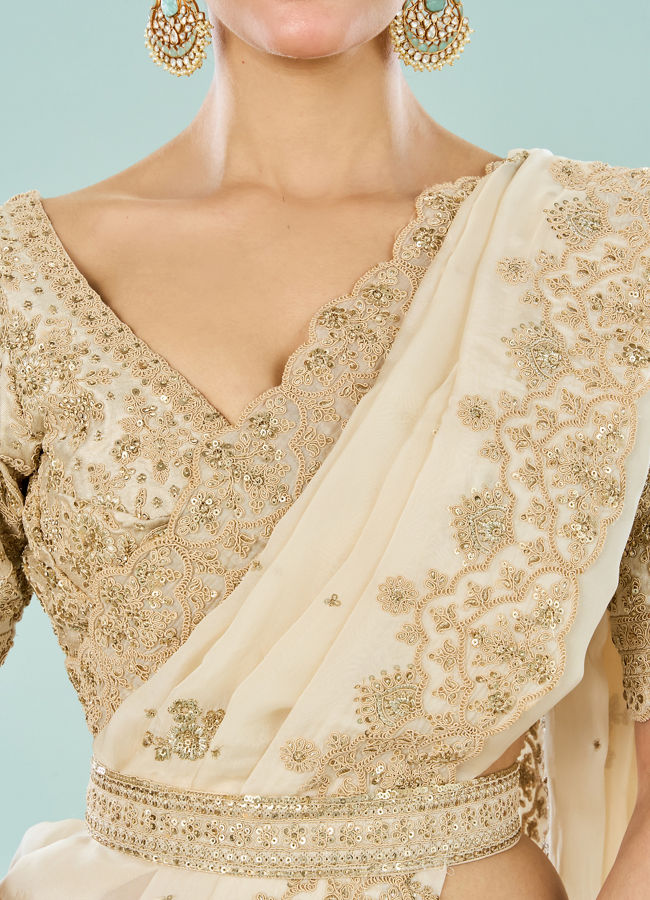 Mohey Women Ethereal Cream Bridal Lehenga