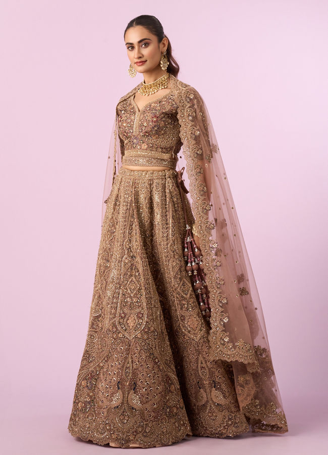 Mohey Women Golden Gala Glory Bridal Lehenga