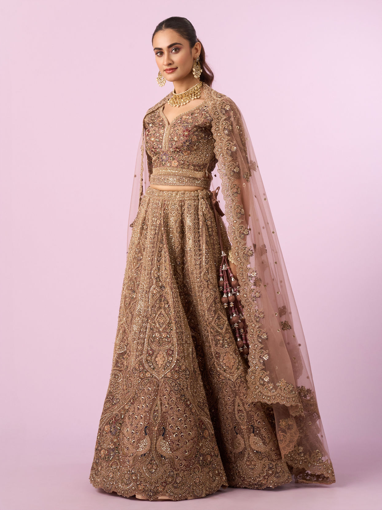 Mohey Women Golden Gala Glory Bridal Lehenga