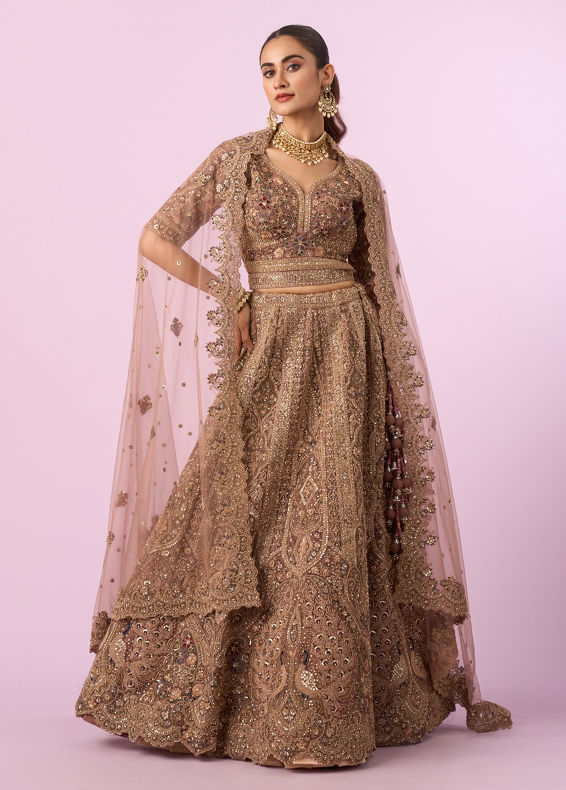 Mohey Women Golden Gala Glory Bridal Lehenga