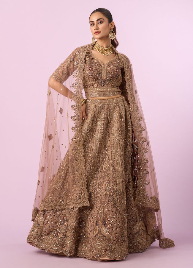 Mohey Women Golden Gala Glory Bridal Lehenga