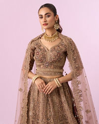 Mohey Women Golden Gala Glory Bridal Lehenga