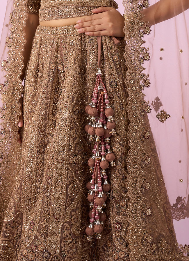 Mohey Women Golden Gala Glory Bridal Lehenga