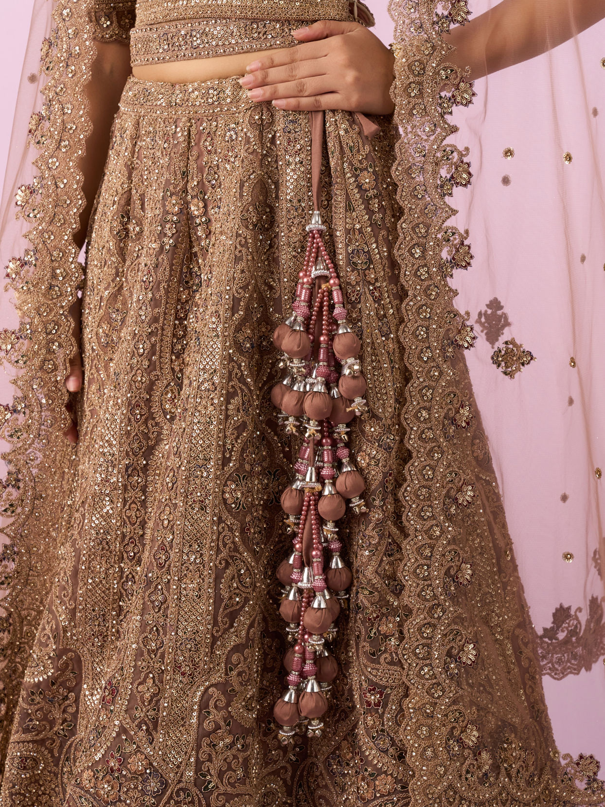 Mohey Women Golden Gala Glory Bridal Lehenga