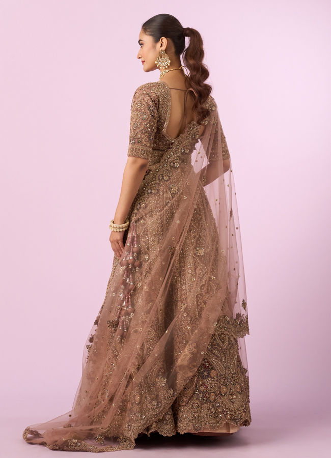 Mohey Women Golden Gala Glory Bridal Lehenga
