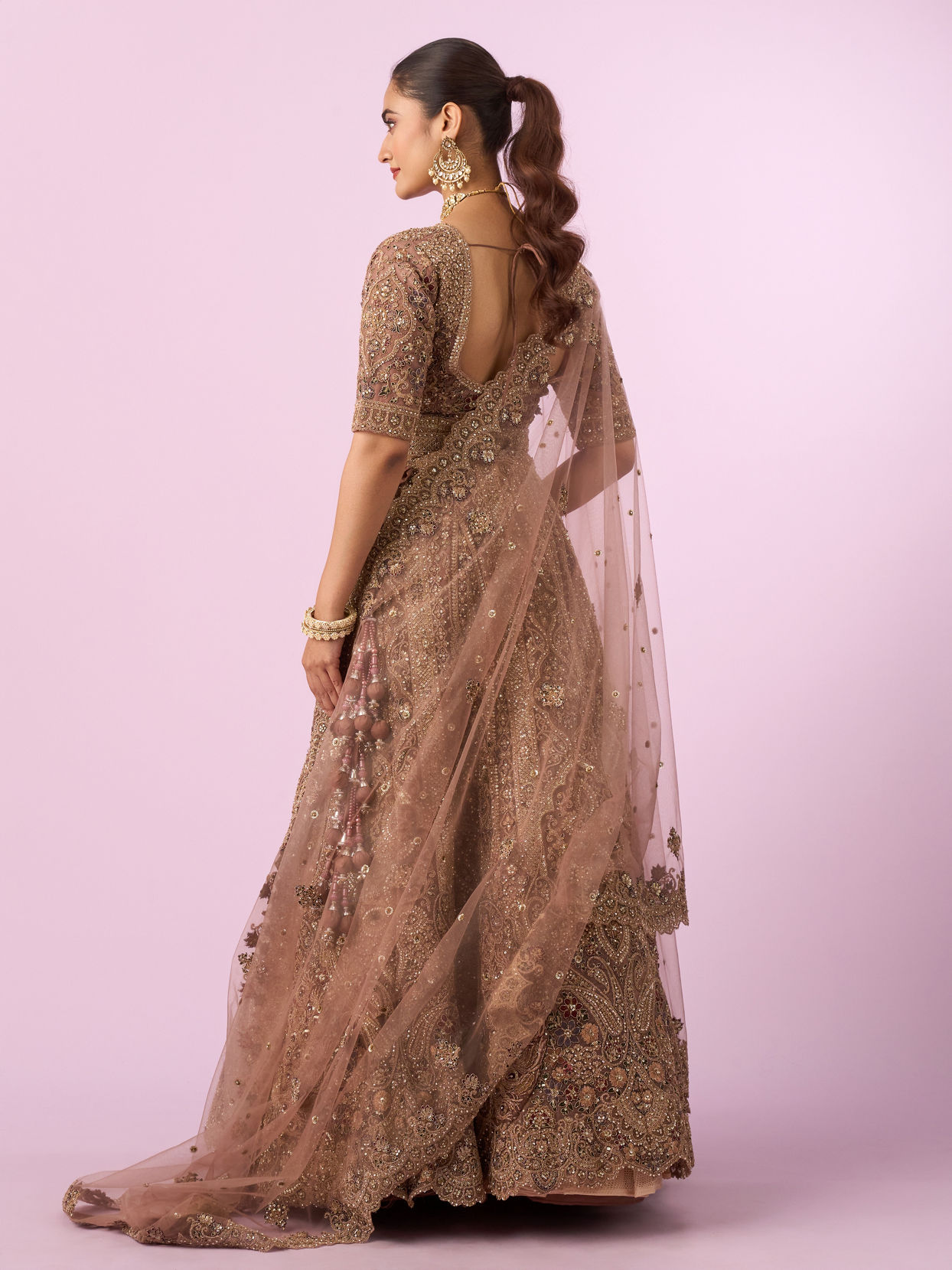 Mohey Women Golden Gala Glory Bridal Lehenga