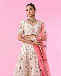 Mohey Women Elegant Cream Dream Semi Bridal Lehenga