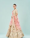 Mohey Women Elegant Cream Dream Semi Bridal Lehenga