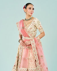 Mohey Women Elegant Cream Dream Semi Bridal Lehenga