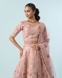Mohey Women Radiant Pink Art Silk Bridal Lehenga