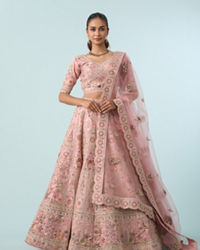 Mohey Women Radiant Pink Art Silk Bridal Lehenga