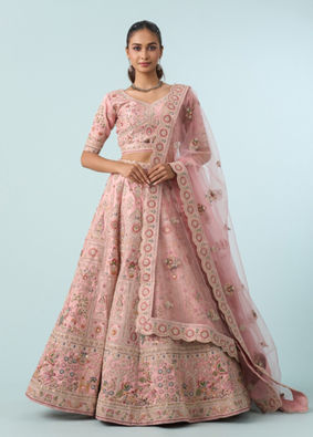 Mohey Women Radiant Pink Art Silk Bridal Lehenga