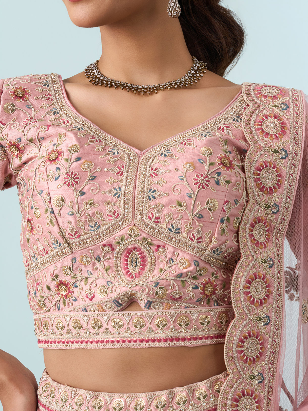 Mohey Women Radiant Pink Art Silk Bridal Lehenga