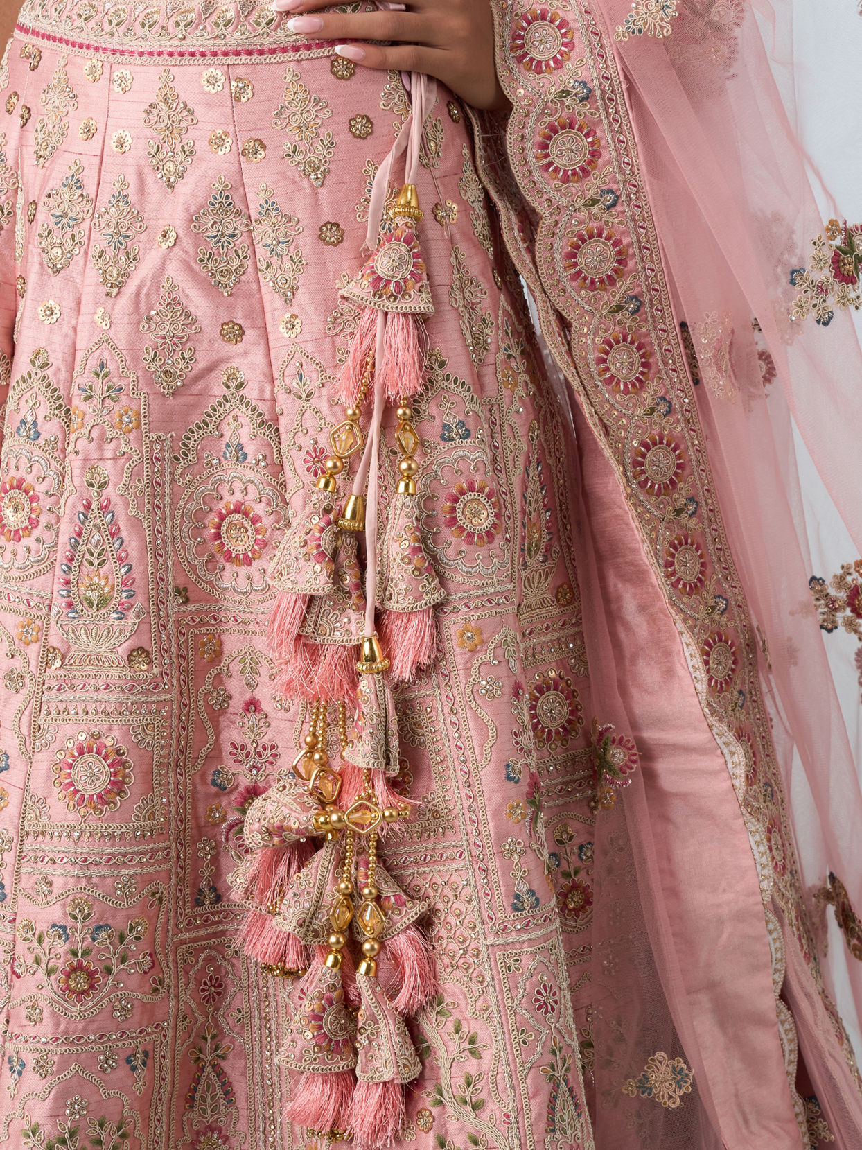 Mohey Women Radiant Pink Art Silk Bridal Lehenga
