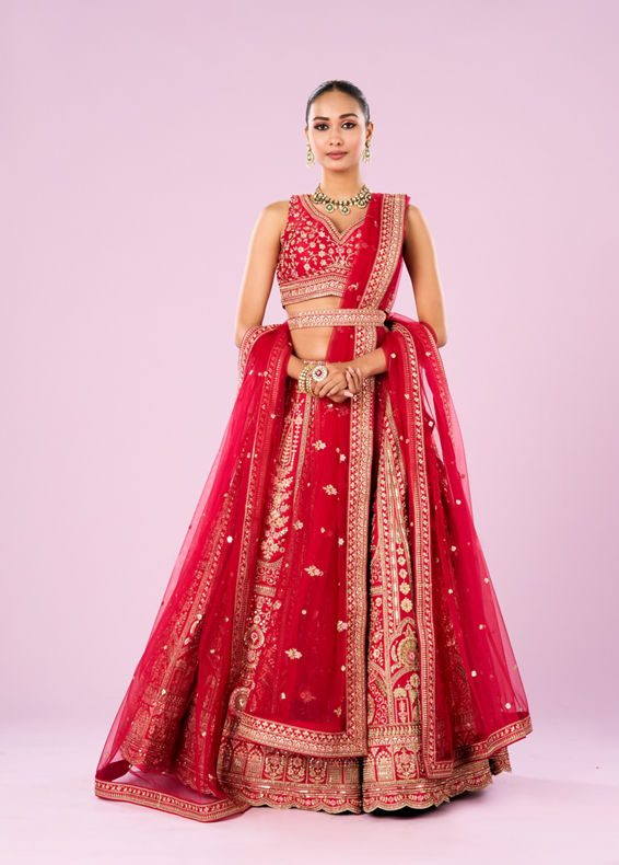 Mohey Women Radiant Pink Lehenga Ensemble