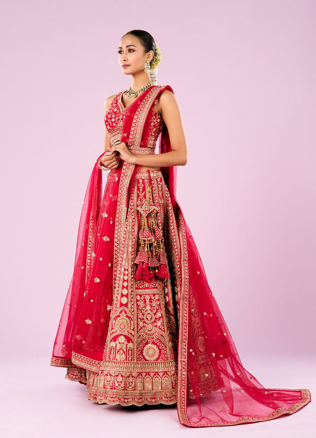 Mohey Women Radiant Pink Lehenga Ensemble