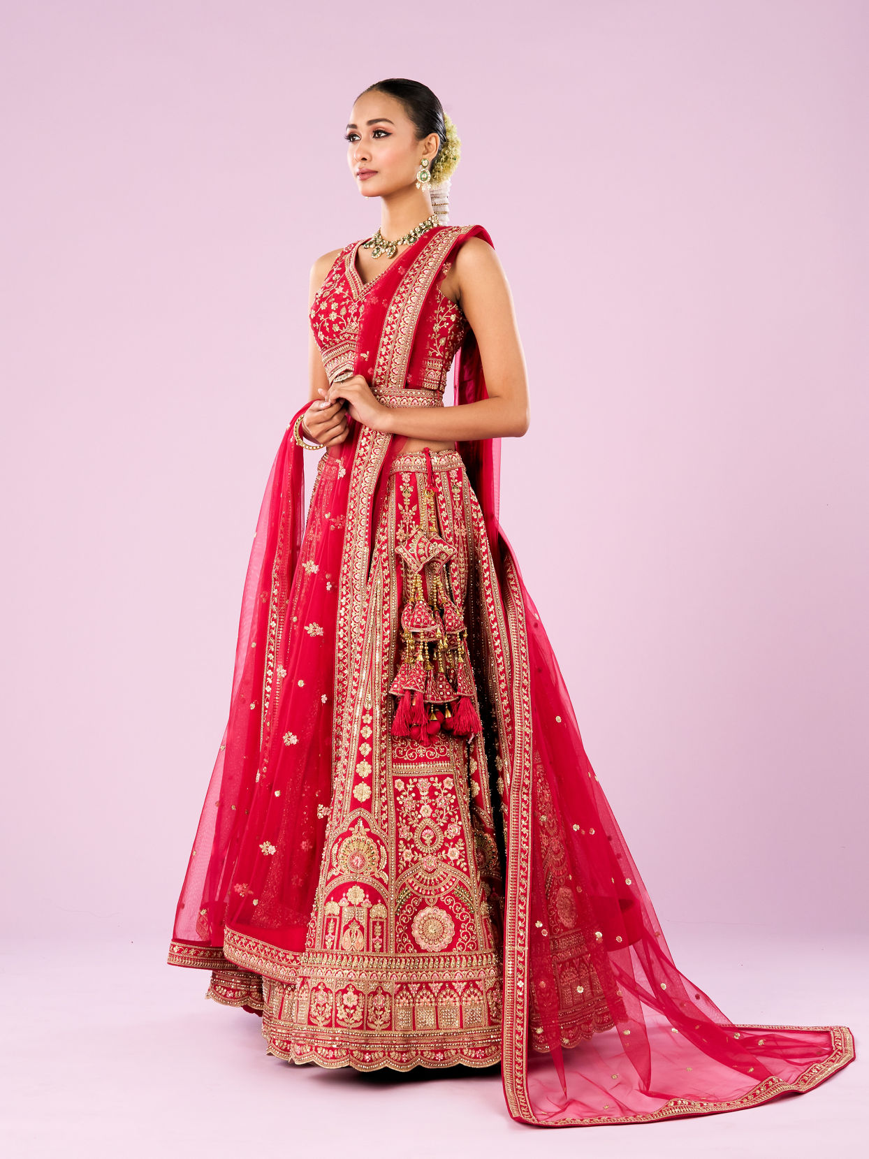 Mohey Women Radiant Pink Lehenga Ensemble