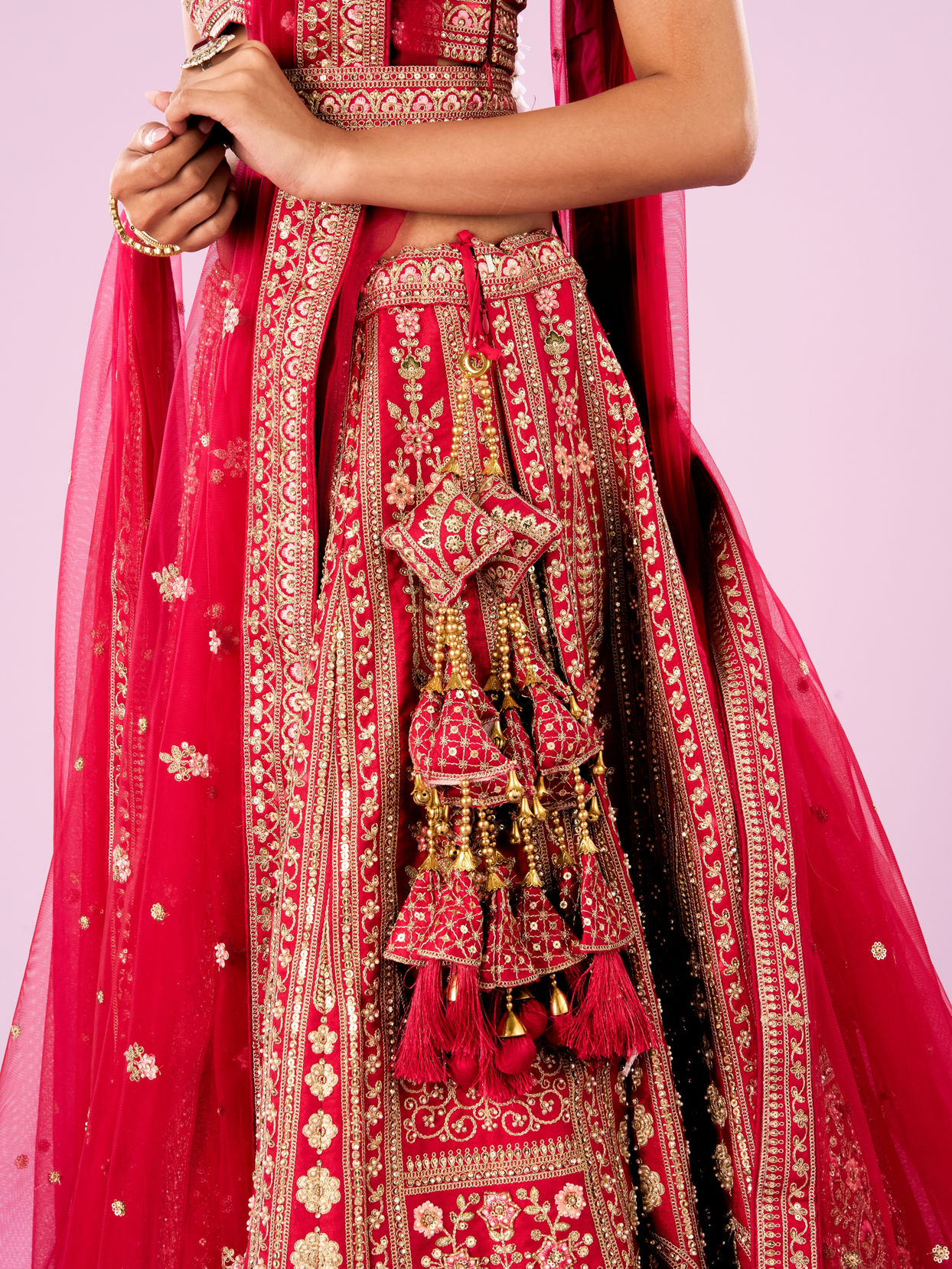 Mohey Women Radiant Pink Lehenga Ensemble