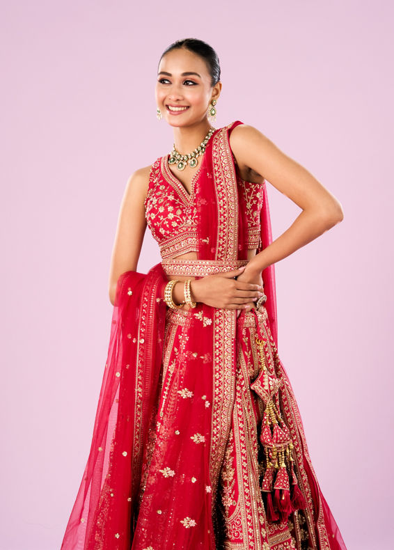 Mohey Women Radiant Pink Lehenga Ensemble