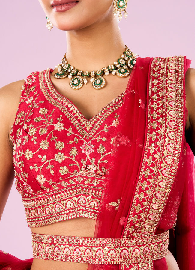 Mohey Women Radiant Pink Lehenga Ensemble