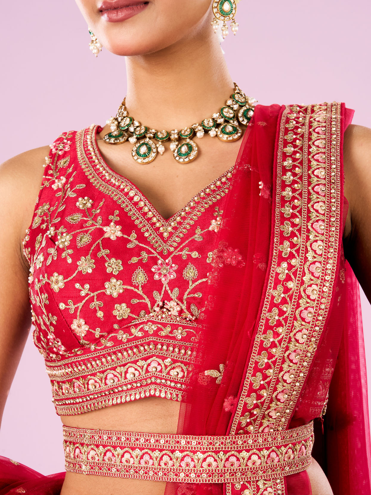 Mohey Women Radiant Pink Lehenga Ensemble