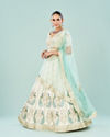 Mohey Women Ethereal Cream Art Silk Semi Bridal Lehenga