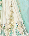 Mohey Women Ethereal Cream Art Silk Semi Bridal Lehenga