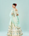 Mohey Women Ethereal Cream Art Silk Semi Bridal Lehenga