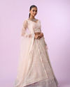 Mohey Women Elegant Cream and Pink Lehenga
