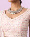 Mohey Women Elegant Cream and Pink Lehenga