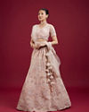 Mohey Women Blushful Pink Net Ensemble Lehenga