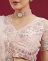 Mohey Women Blushful Pink Net Ensemble Lehenga