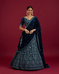 Mohey Women Blue Georgette Lehenga