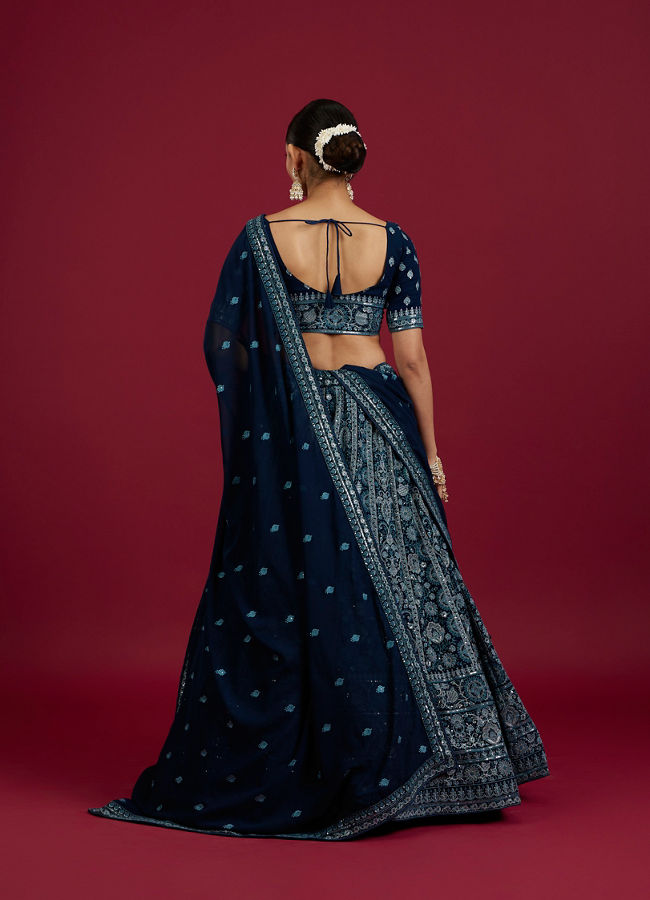 Mohey Women Blue Georgette Lehenga